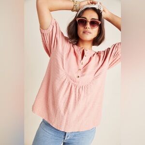 Anthropologie Eleanor Textured Top Peach EUC Small